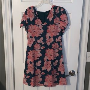 Nearly new J Crew floral dress with tie detail.